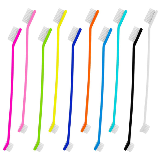 KALIONE 10 Pieces Dog Tooth Brushing Kit, Dual-Head Pet Toothbrush, Multi-Color Cat Toothbrush, Portable Toothbrush for Dogs, Soft Tooth Brushing Kit for Dog Cat Pet Teeth Cleaning and Dental Care