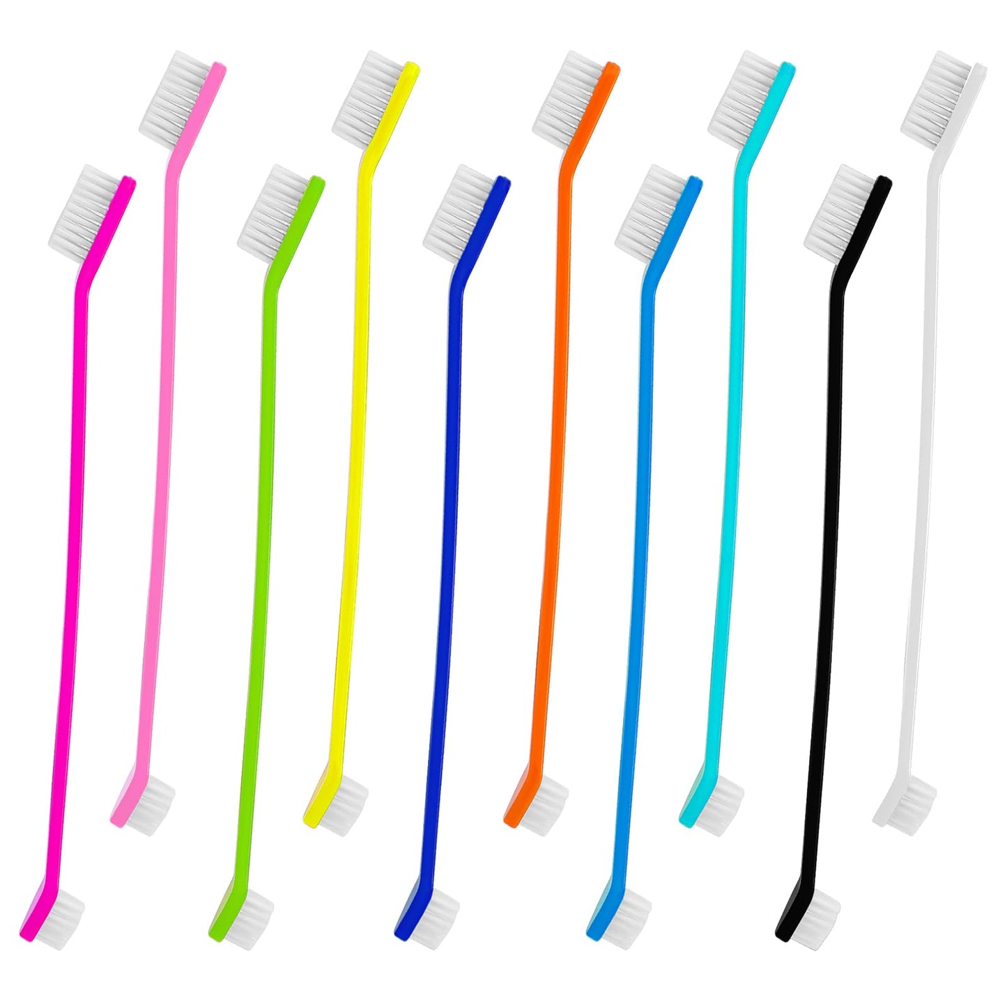 KALIONE 10 Pieces Dog Tooth Brushing Kit, Dual-Head Pet Toothbrush, Multi-Color Cat Toothbrush, Portable Toothbrush for Dogs, Soft Tooth Brushing Kit for Dog Cat Pet Teeth Cleaning and Dental Care