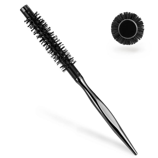 Small Curling Brush, Mini Quiff Roller Brush Portable Round Brush for Blow Drying Travel Circle Brush with Smooth Handle and Nylon Bristles Styling Hair Brush for Curling, Short Hair,Thin Hair