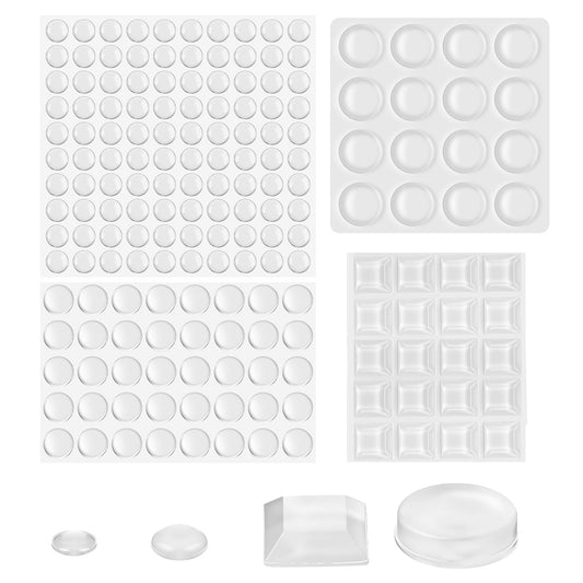 Pack of 186 Rubber Buffers, Self-Adhesive Elastic Buffers, Door Buffers, Door Damper Against Banging Doors, Transparent Elastic Buffer for Doors, Cabinets, Furniture (4 Sizes)