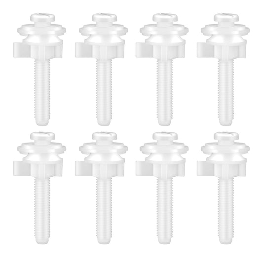 8 Pack Toilet Seat Screws Plastic Toilet Seat Bolts Toilet Parts Replacement Kit Toilet Seat Hardware White Toilet Seat Hinges Replacement Nuts Toilet Screw Cover Caps for Fixing Toilet Seat