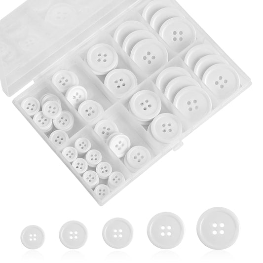 Pack of 100 White Sewing Buttons with 4 Holes Round Buttons Resin Craft Buttons for Sewing Knitting Outfit Suit Coat Shirt and DIY Decoration