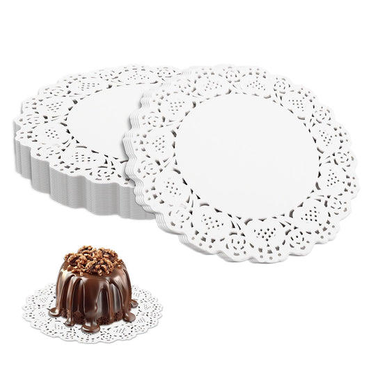 150 PCS Round Paper Doilies, 4.5 Inch doilies lace Paper Doilies White Tableware Lace Doilies Pastry Disposable Round Dollies for Plates Dessert Trays Crafts Party Weddings Tableware Decor