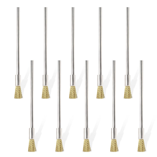 10 Pcs Wire Brush Extended Steel Cleaning End Brushes Pen, 3*6*100mm Small Pen Shape Stainless Steel Wire Brush Wire End Cleaning Brush Metal Rust Paint Removal Bits Polishing Rotary Tools Accessories