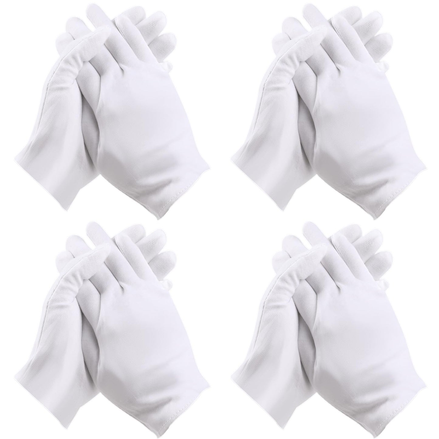 White Cotton Gloves for Dry Hands Moisturizing Gloves 24 Pcs Hand Spa Gloves Jewelry Inspection Serving Checking Gloves Sleep Gloves for Women Men Cosmetic (12pairs)