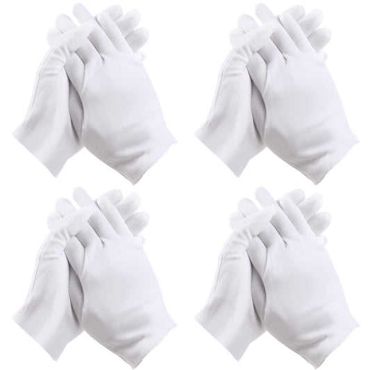 White Cotton Gloves for Dry Hands Moisturizing Gloves 24 Pcs Hand Spa Gloves Jewelry Inspection Serving Checking Gloves Sleep Gloves for Women Men Cosmetic (12pairs)