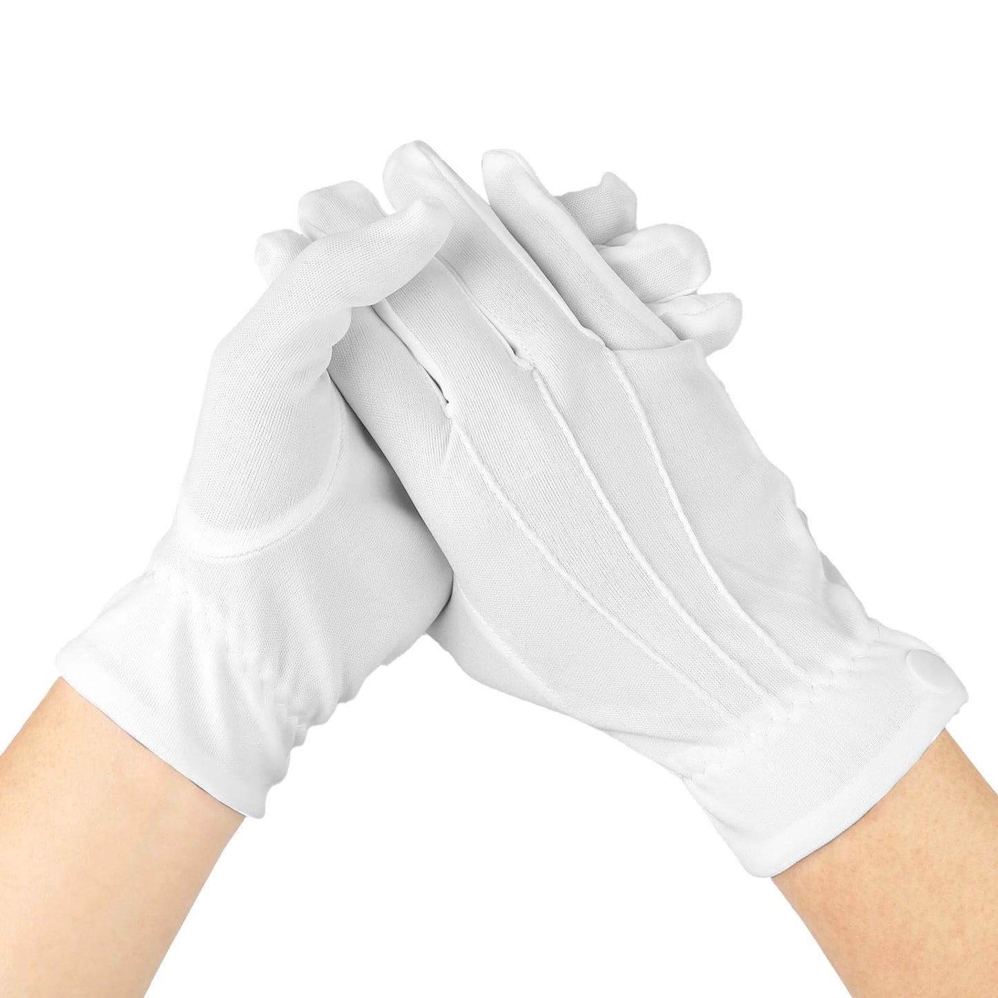 salbsever Parade Gloves White Gloves Fancy Dress Thin Cotton Gloves for Men Formal Marching Uniform Gloves Mime Gloves White Butler Gloves Formal Tuxedo Costume Honor Guard Gloves with Snap