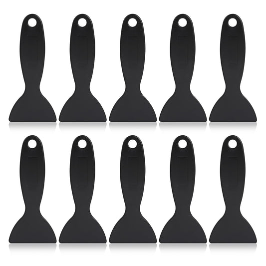 Plastic Scraper, 10 Pcs Flexible Resin Spatula Paint Scrapers Putty Knife Air Bubble Remover Sticker Installation Tool for 3D Printing Resin Removal, Spackling, Decal, Wallpaper (Black)