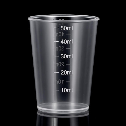 20 PCS 50ml Medicine Measuring Cups Plastic, Mini Clear Liquid Measuring Cups Small Graduated Beakers for Kitchen Lab Measure Tool Cooking Home Crafts, Reusable Accurate Stackable