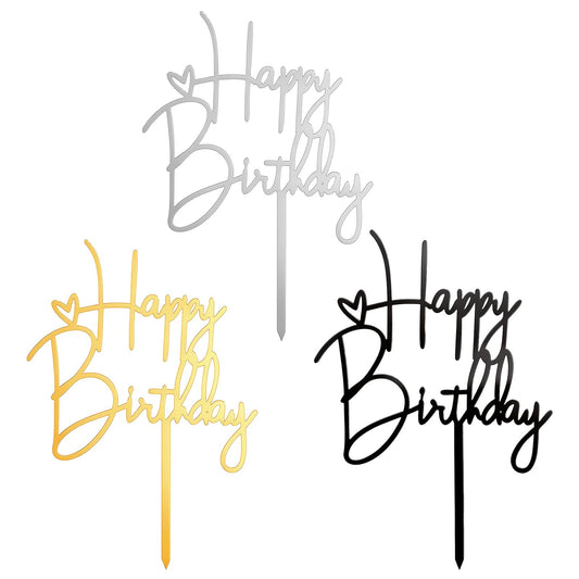 3 PCS Happy Birthday Cake Toppers