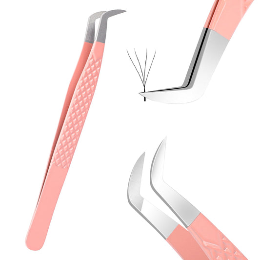 Lash Tweezers for Eyelash Extensions, Nano Fiber Tip Tweezers High Precision Lash Extension Tweezers Eyelash Tweezers Professional Volume Lash Tweezers for Lash Extension Supplies (Pink)