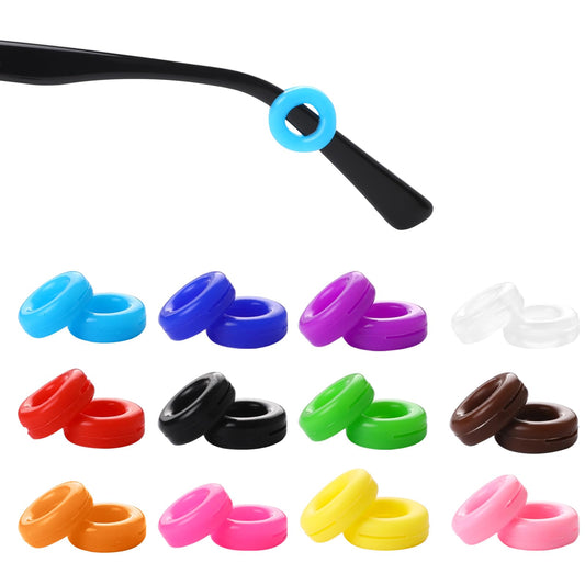 12 Pairs Round Glasses Ear Pads Glasses Ear Grips Ear Cushion Silicone Eyeglass Temple Tip Sleeve Retainer Anti Slip Multicolor Ear Pad for Kids and Adults Sunglasses