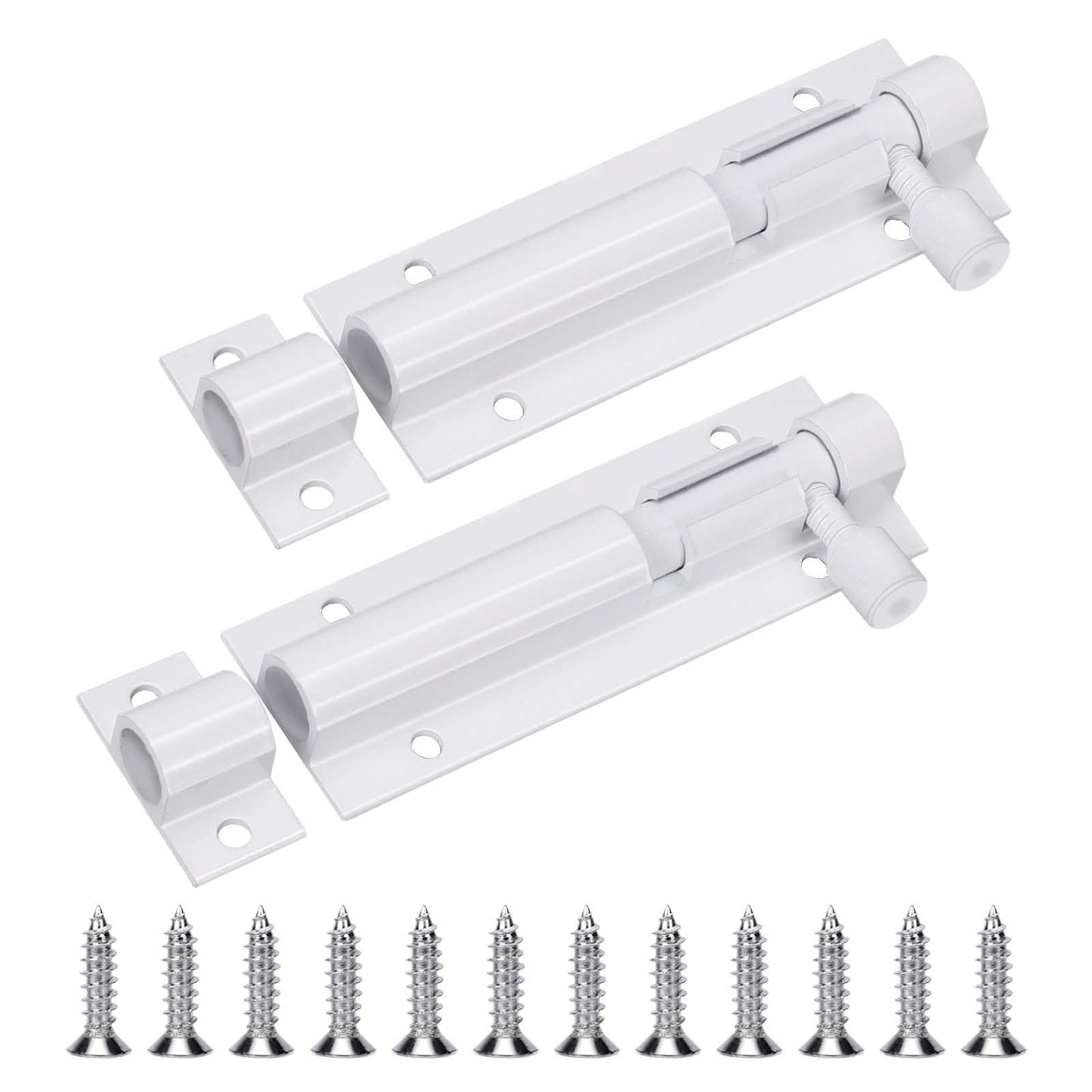 Slide Bolt Latch, Aluminum Alloy Bolt Latch Mini Door Barrel Bolts Latches, Slide Latch Lock White Gate Latch Gate Sliding Latch, Door Slide Latch Locks(3 Inch White)