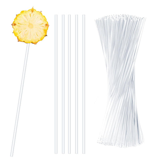 Mozeat Lens 100 Pcs Acrylic Lollipop Sticks 6 Inch Plastic Rods Dowel Rods Cake Pops Stick Round Clear Dowel Rods for Cupcake Toppers Candy Dessert Chocolate Cake Pops DIY Projects