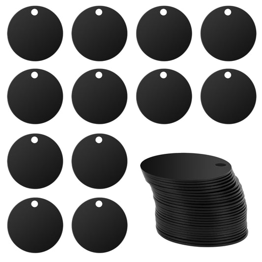 25Pcs Black Stamping Tags Aluminum Blank Tags, Black Round Blank Tags, Aluminum Round Stamping Blank DIY Label Tags, Metal Blank Tags for Pet Tag Gift Tag Pendant Accessories(25Pcs Black)