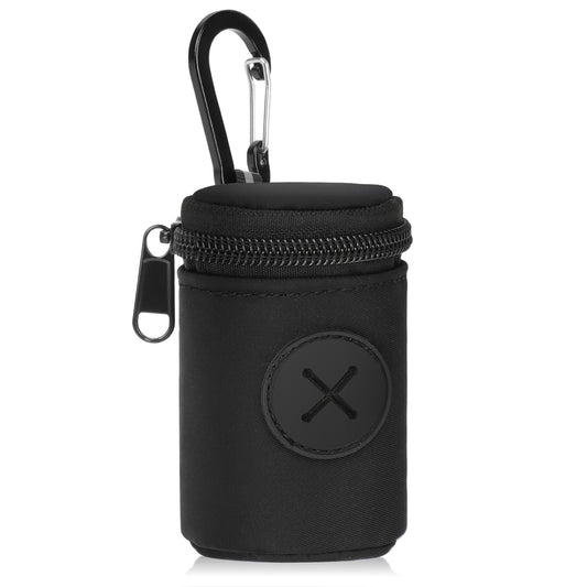 Dog Poop Bag Holder for Leash, Doggie Poop Waste Bag Dispenser Small Doggy Zipper Pouch with Carabiner Clip, 1680D Nylon Oxford Poop Bag Dispenser for Pet Travel Dog Walking Park Black