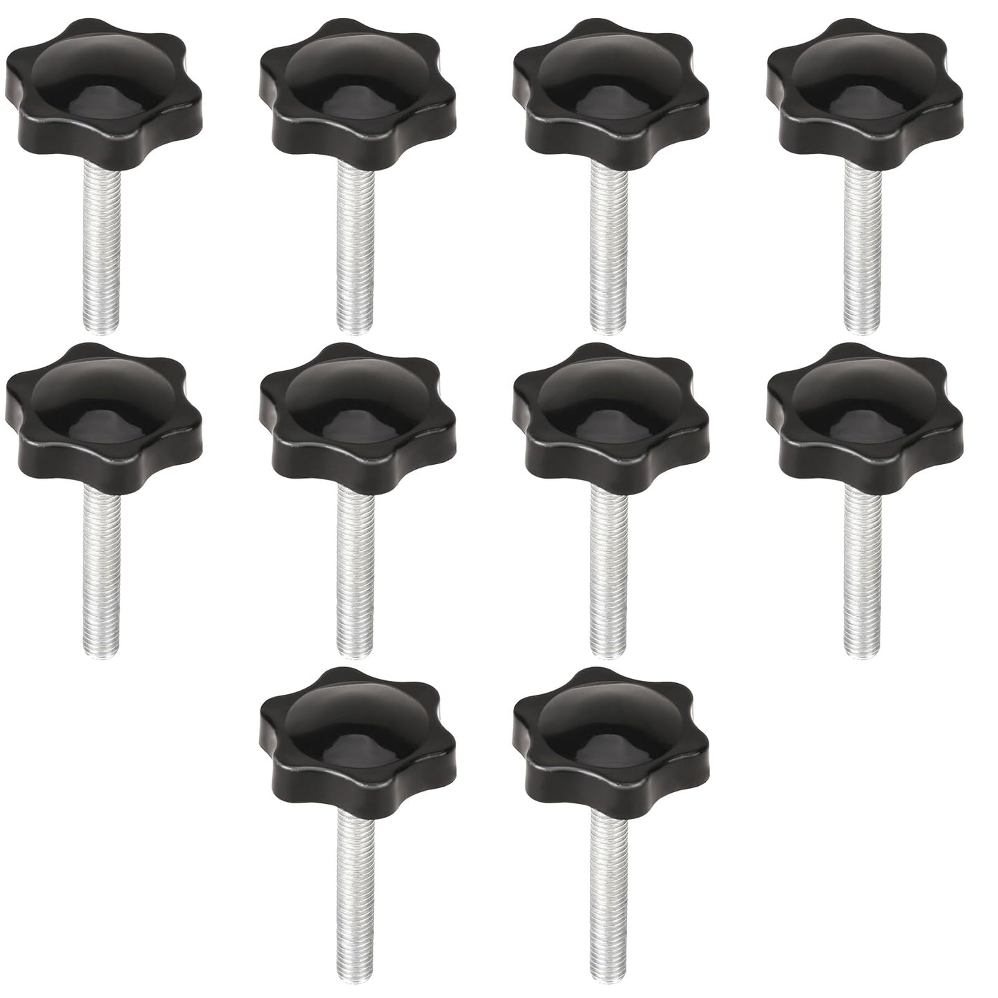 Pack of 10 M6 Star Screws 40 mm Knurled Screw Star Handle Screws with Thread Wing Screws Star Head Screw Knurled Black Thread Clamping Knob