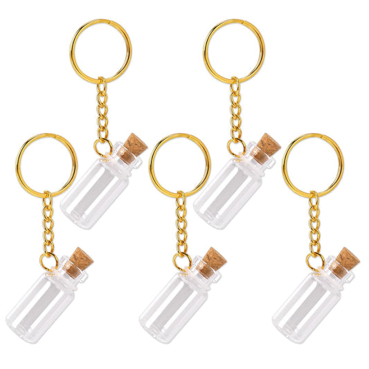 Mozeat Lens 5 Pcs Small Glass Bottles With Cork Lids,2ml Mini Glass Wishing Bottles Empty Spell Jars with Stoppers Tiny Glass Jars with Cork Stoppers for DIY Crafts Chrismas Tree Decoration