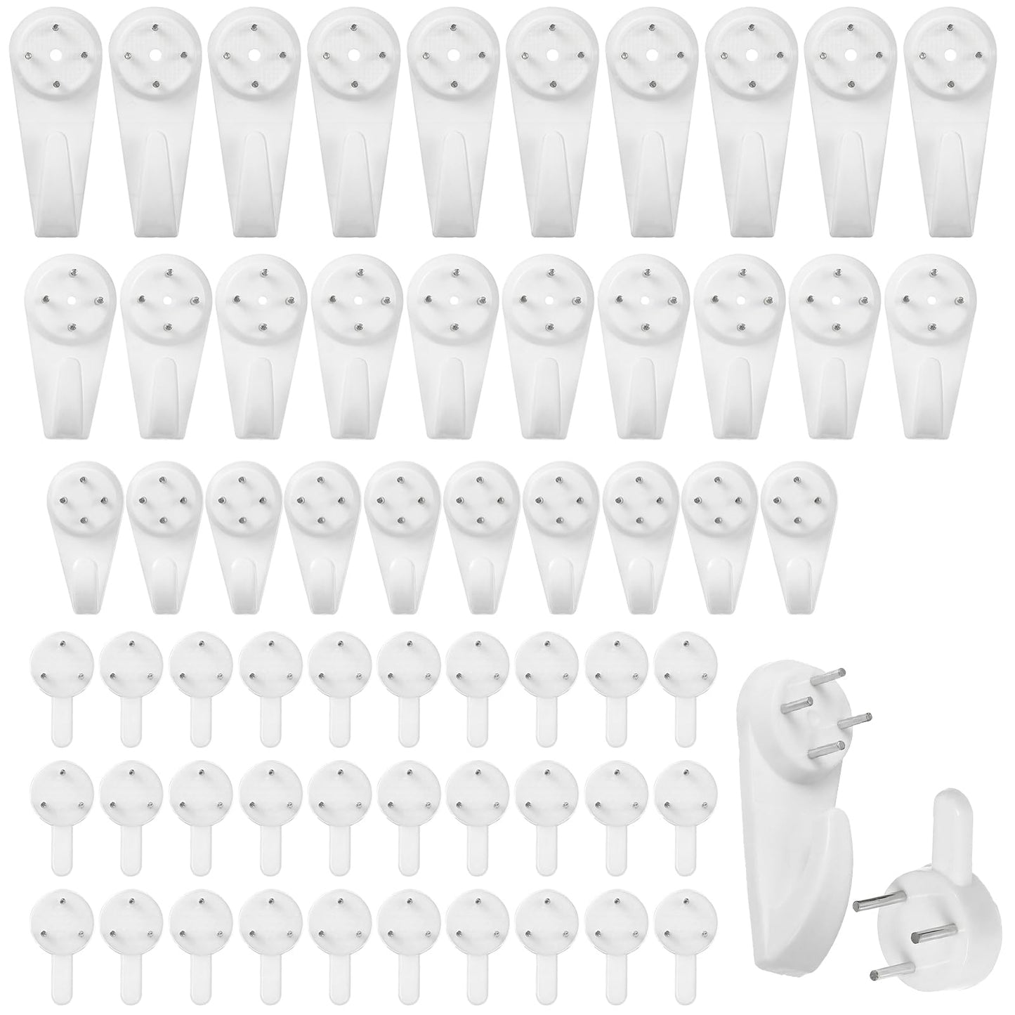 50PCS Picture Hanging Kit, Picture Hangers Concrete Wall Hooks, Heavy Duty Hooks, Pictures Hangers for Concrete Walls, No Damage Wall Hanger for Frame Stucco Concretes Hard Walls