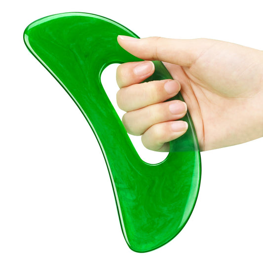 Body Gua Sha Tool Lymphatic Drainage Massager Gua Sha Massage Tool Muscle Scraping Massage Tool Medium Gua Sha Board with Hand Grip SPA Tool Body Sculpting Anti Cellulite Tool(Green)