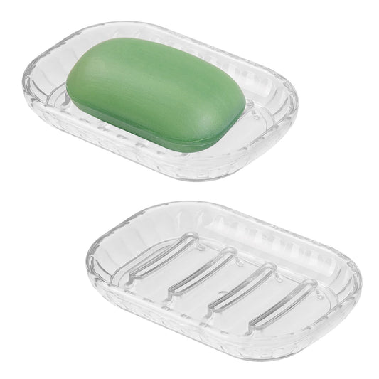 2 Pack Soap Bar Holders for Shower, Bathroom Soap Dishes Soup Bar Holder, Clear Plastic Soap Dishes for Bathroom Sink, Shower Soap Dishes, Kitchen Sink Soap Dish