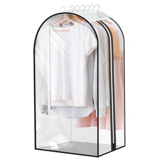 Garment Bags 40" Transparent Clothes Covers Protector Bags with Zip Gusseted Suit Bags Moth Proof Clothes Storage Protector Bags Hanging Breathable Suit Covers for Jacket Coat Dress Suit