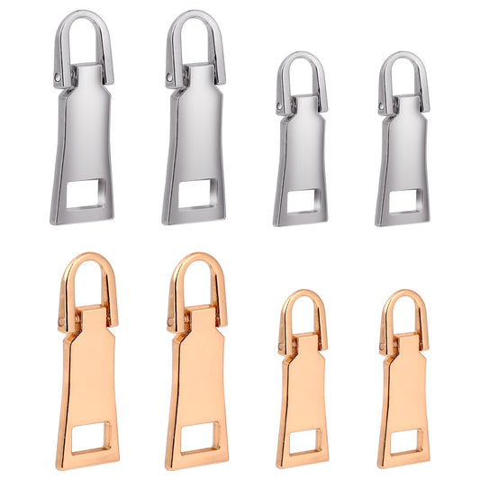 Metal Zipper Pulls Tab Replacement, 8 PCS Alloy Zipper Handle Zipper Repair Kit Universal Zipper Fixer for Luggage Clothing Suitcases Jackets Backpacks Boots Purse Coat(2 Size, Silver/Gold)