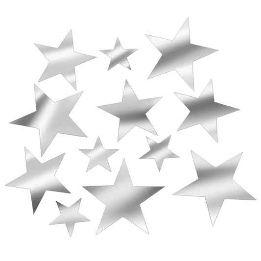 Stars Acrylic Mirror Wall Stickers, 40 PCS Removable Star Room Decor Stars Stickers with Adhesive Art Decal Silver Wall Decor Stars Mirror Stickers Wall Stickers Decor for Home Bedroom DIY Decor