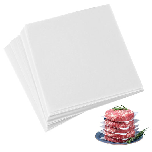 Hamburger Patty Papers 300pcs 10 x 10cm Wax Paper Burger Discs Small Square Baking Parchment Non-Stick Burger Press Wax Discs for Burger Press Patty Separate Cake Baking Freezing