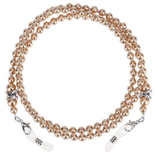 Glasses Chain Glasses Strap Holder Chain, Pearl Eyeglass Chain, Beaded Eyeglass Chain Sunglasses Holder Strap, Eye Glass Holders Necklaces, Pearl Masks Chian for Women(Light Brown)