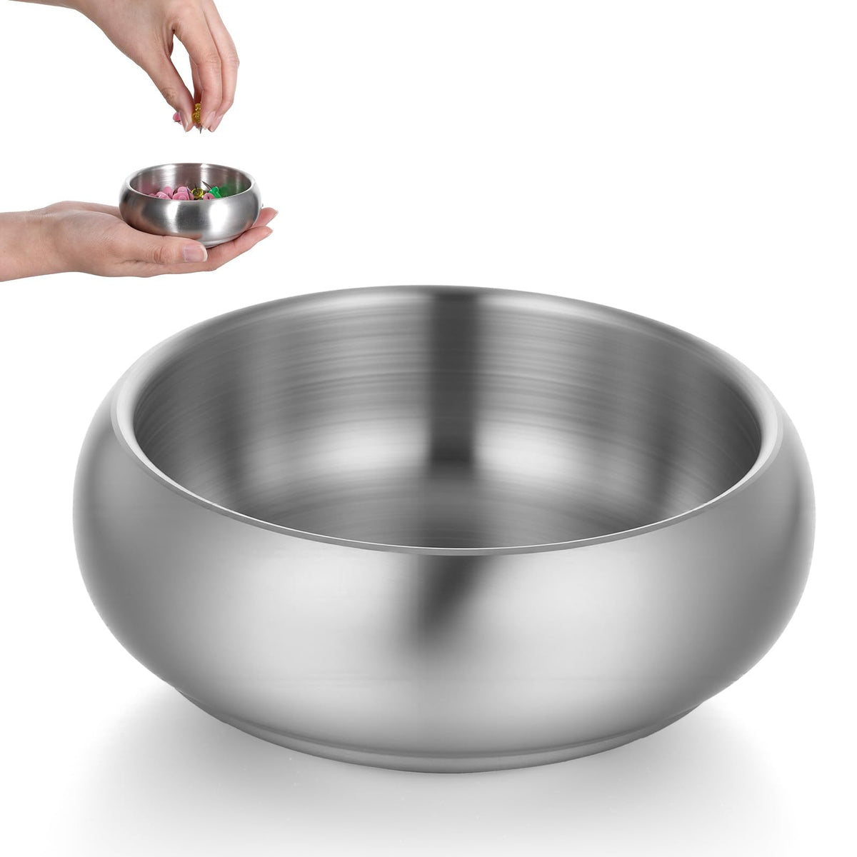 10cm Silver Decorative Bowl, Stainless Steel Key Bowl & Catch All Tray