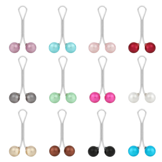 12 Pieces Modesty Pins, Hijab Pins, Scarf Pins and Clips, Hijab Scarf Clips, Multicolor Headscarf Beading Pins, Pearl Brooch Pins for Muslim Hijab, Brooch Pin Clips for Sweater for Jewelry Accessories