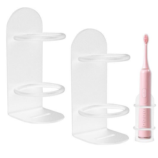 KALIONE 2 Packs Metal Electric Toothbrush Holder, White Electric Toothbrush Holder, Electric Toothbrush Holder Wall Mounted, Carbon Steel Toothbrush Stand for Home Bathroom Wall Organizer,Non-Drilling