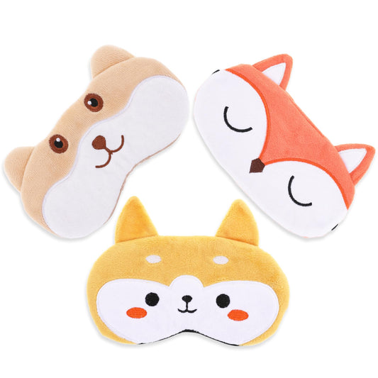 3 Pieces Sleep Eye Masks Silk Sleep Eye Cover Cute Eye Mask for Sleeping Cartoon Dog Face Eye Cover Funny Animal Sleeping Mask Soft Lightweight Night Sleep Eye Masks for Women Men Sleep Travel Nap