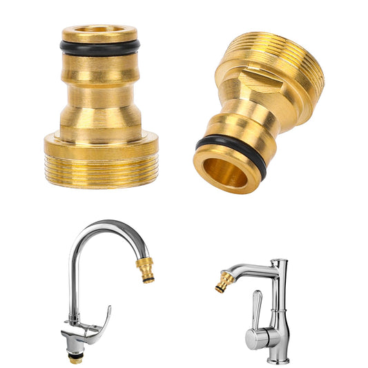 2 Pack Tap Connector Universal Faucet Adapter Brass Garden Hose Mixer Hose Adaptor Garden Hose Connection Tube Joiner Fitting Water Adapter Tool for Kitchen Garden Watering