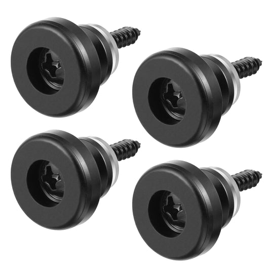 4 Pcs Guitar Strap Button Lock, Black Mushroom Style Guitar Strap Lock Buttons Metal End Pins with Mounting Screws Quick Install/Release Straps Locks for Acoustic/Electric Guitars Bass Ukulele
