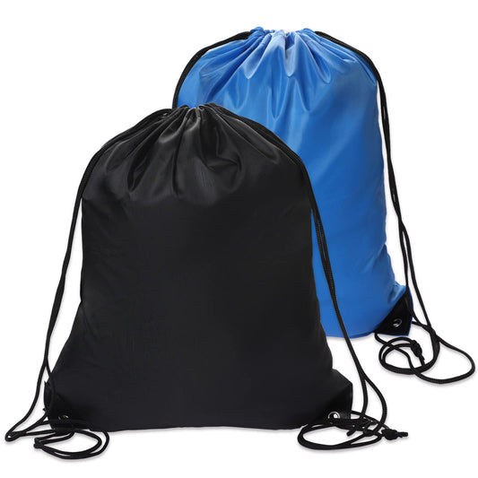 2PCS Drawstring Bags PE Bags Drawstring Gym Bag Black Draw String Bags Drawstring Backpack for Sports, School, Gym, Travel, Swimming, Beach