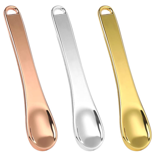 3 Pcs Eye Cream Facial Cream Scoop Tool Mini Makeup Spoon Metal Makeup Spatula Cosmetic Spoon Mask Scoop Reusable Applicator for Face Mask Cream Moisturizers Lotions(Rose Gold, Gold, Silver)