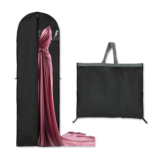 Mozeat Lens 60 x 180 cm Garment Bags, Black, PEVA, Zipper, Long Covers for Wedding Dresses, Evening Dresses, Coats