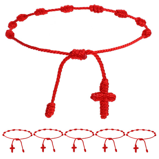 KALIONE 6 Pcs Red String Bracelets Adjustable Red Cord Bracelet Red 7 Knot String Bracelet Red Good Luck Bracelets Red Knot Chain Braided Bracelet for Good Luck, Friendship, Lovers