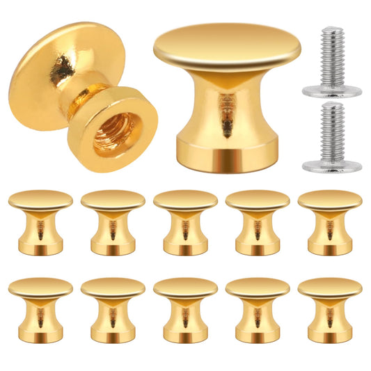 KALIONE 12 Pcs Small Drawer Pulls Knobs, Gold Mini Jewelry Box Handles 1/2 Inch Small Jewelry Box Knobs Drawer Knobs Cabinet Knobs for Gift Case, Antique Jewelry Box Pulls Dresser Pulls (Gold)