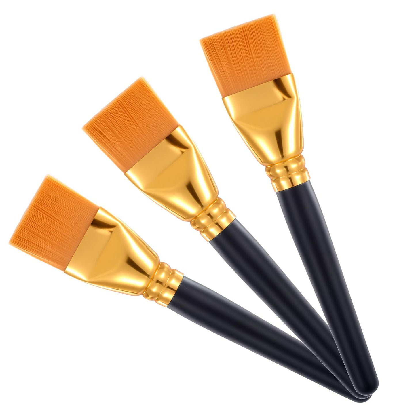 Set of 3 Acrylic Paint Brushes, 40 mm Flat Acrylic Brush, Nylon Flat Brush, Painter's Brush, Artist Paint Brush for Oil Painting, Watercolour Painting, Gouache Painting, Acrylic Painting, Body