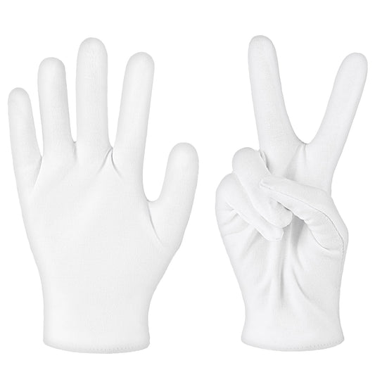Cotton Gloves 6 Pairs White Gloves Women for Dry Hands Sleeping Work Glove Liners Inspection Cloth Gloves Washable Stretch Overnight Cotton Gloves for Women and Men Serving Costume Inspection