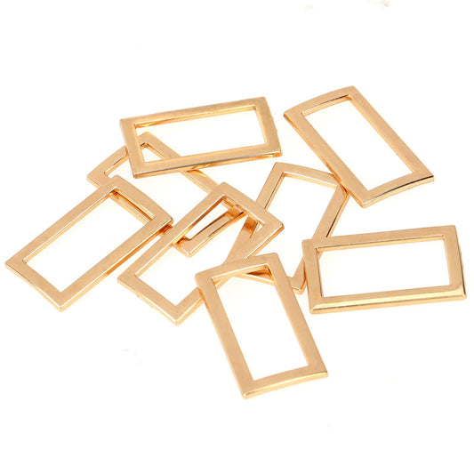 Mozeat Lens 1 inch / 25mm Rectangle Metal Rings, 8PCS Small Flat Metal Strap Buckle Surface Plating Slide Buckles Purse Hardware for Bag Making Supplies Leather Crafts Parts (Gold)