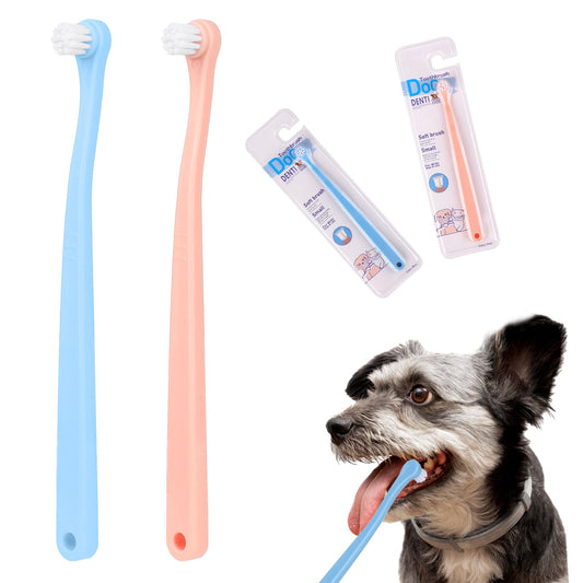 2 Pack Toothbrush Cat, Dog Tooth Brush Pet Toothbrush Puppy Toothbrush Mini Head Soft Dog Toothbrush Deep Clean Kit for Puppy, Kitten, Small Dog & Cat, Portable Travel Friendly and Easy to Use
