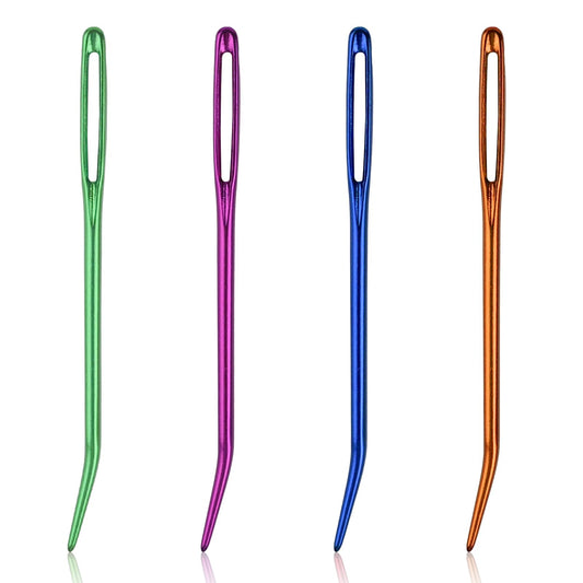 4 Pcs Metal Sewing Needles 7cm/2.7inch Weaving Needle Large Eye Blunt Needles Multicolor Big Eye Sewing Needles Yarn Needles Hand Sewing Needles Learning Needles Knitting Needles for DIY Sewing Craft