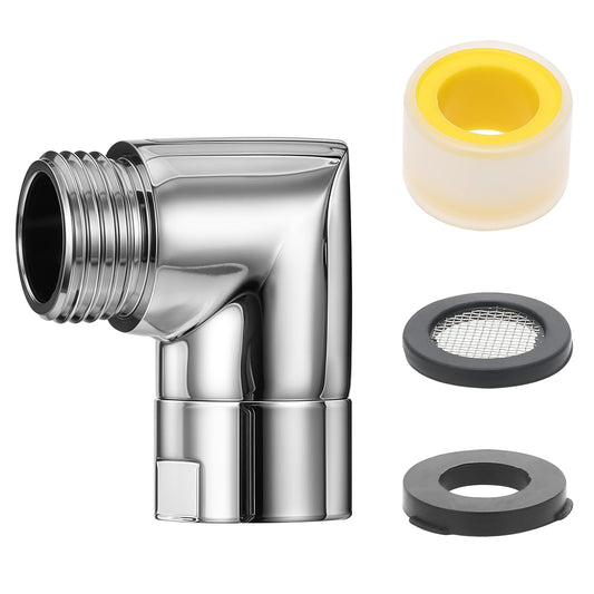 Handheld Shower Head Elbow Adapter Shower Elbow Adapter Shower Connector 90 Degrees Conversion Joint Shower Head Adapter for Most Standard Shower Systems Silver (Chrome)