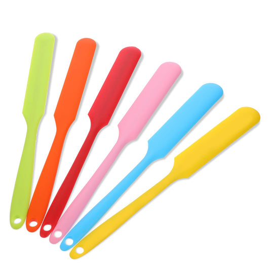 6Pcs Silicone Jar Spatula, Small Silicone Spatulas Bulk Cake Cream Butter Spatulas Mini Silicon Scraper Tool Sourdough Spatula with Long Handle Heat Resistant Non-Stick Mini Spatulas for Baking