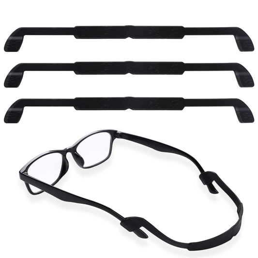 Sliverdew 3 Pack Glasses Strap Anti-slip Silicone Eyeglass Strap Ear Grip Hooks Soft Eyewear Retainer Eyeglasses Holde for Kids Men Women Sports Elastic Soft Sunglass Cord Holder, Black