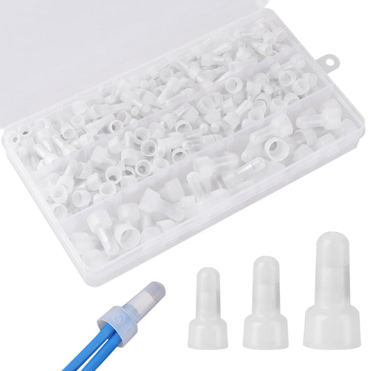 250 Pcs Closed End Crimp Connector Kit 22-16/16-14/12-10 AWG Gauge Wire Crimp Caps Wire Connectors Crimp Nylon Insulated Crimp Cap Terminals CE1, CE2, CE5